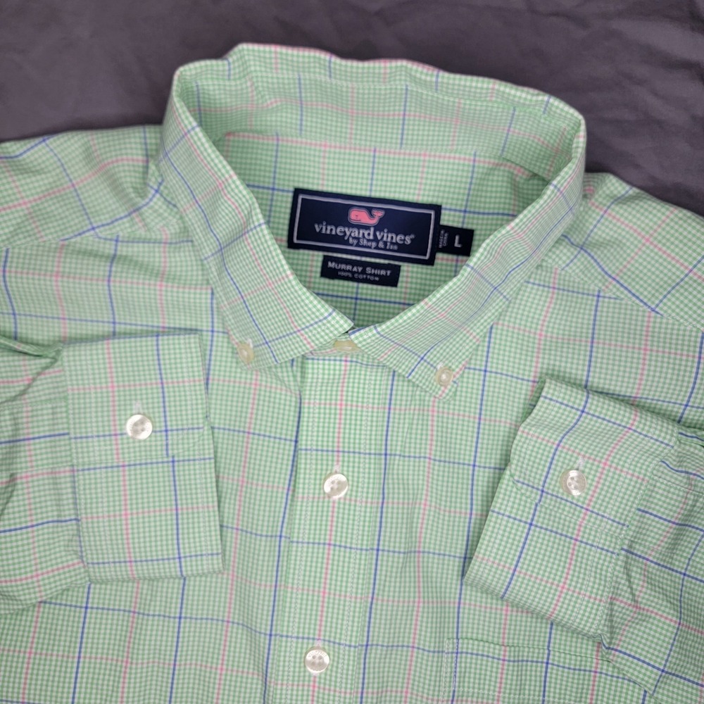 Vineyard Vines Murray Shirt Men's Large Green Plaid Button Down Long Sleeve